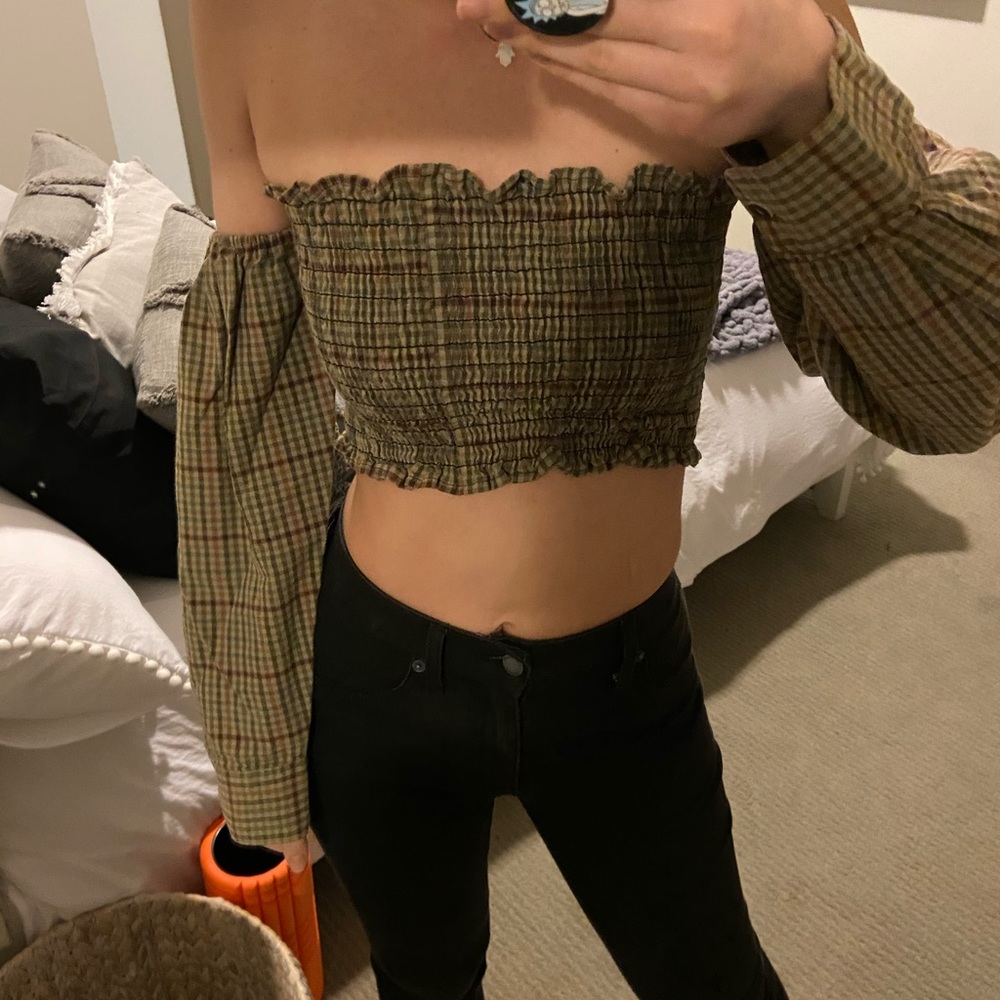 Plaid LF crop top